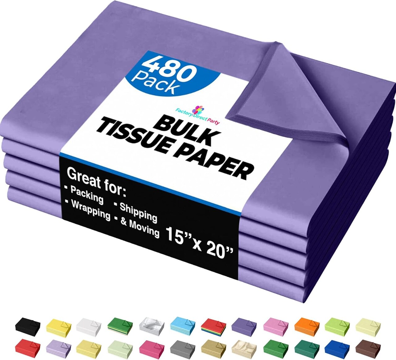 Tissue Paper for Gift Bags - 15" x 20" Bulk Tissue Paper Dark Blue 480 Sheets - 10lb Newsprint for Packing, Birthday Gift Box Filler, Packing Supplies for Moving Supplies